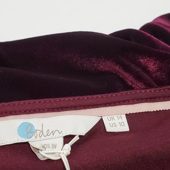 NWT Boden Suki Velvet Long Sleeve Blouse Sz 10 - Picture 3 of 8